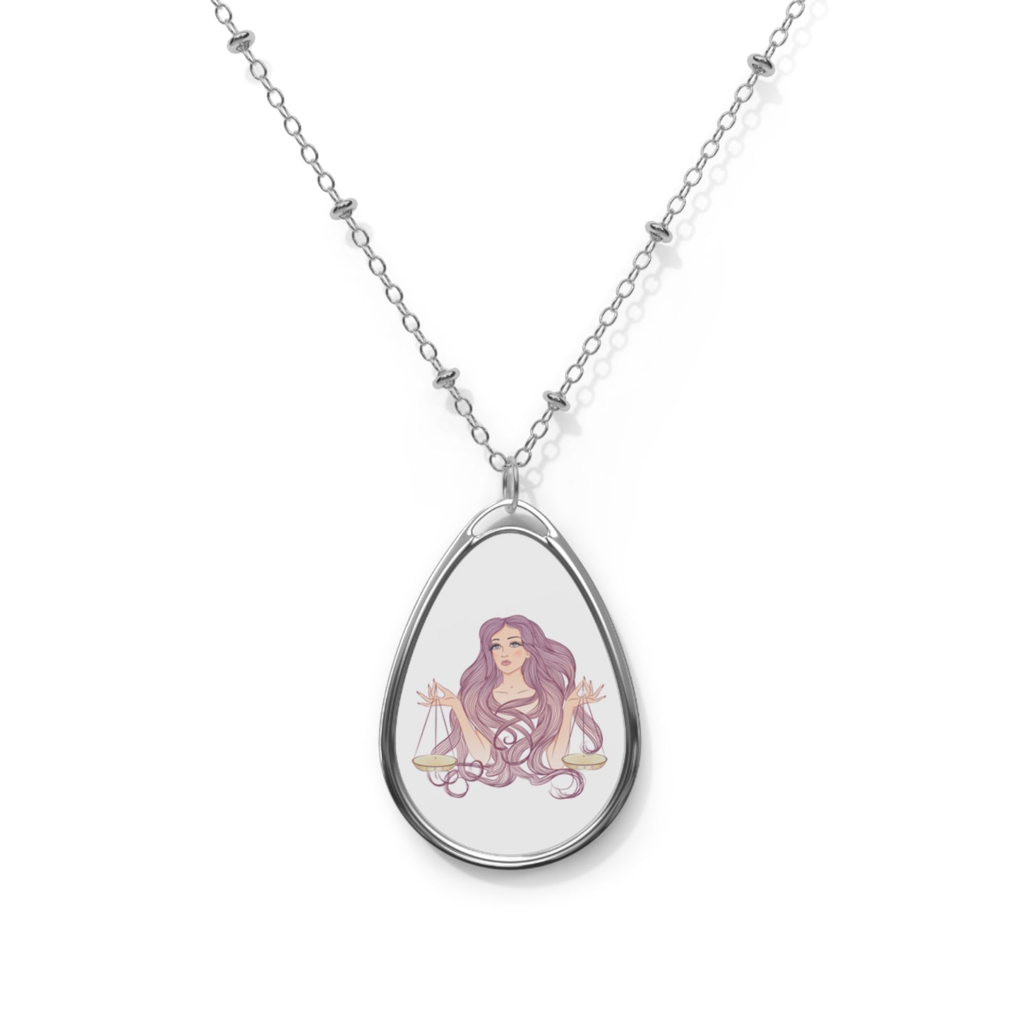 Libra Sunsign Oval Necklace