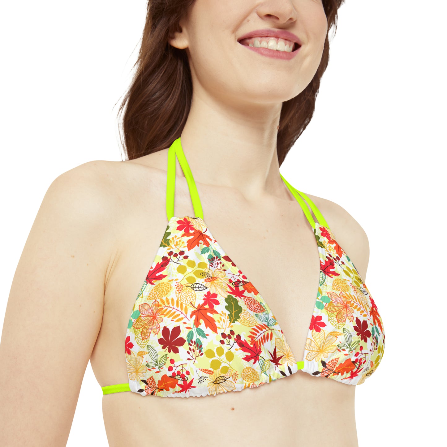 Strappy Triangle Bikini Top (AOP)